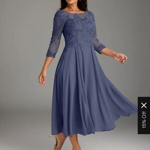 Size 14 STORMY blue mother midi dress by Azazie NWT